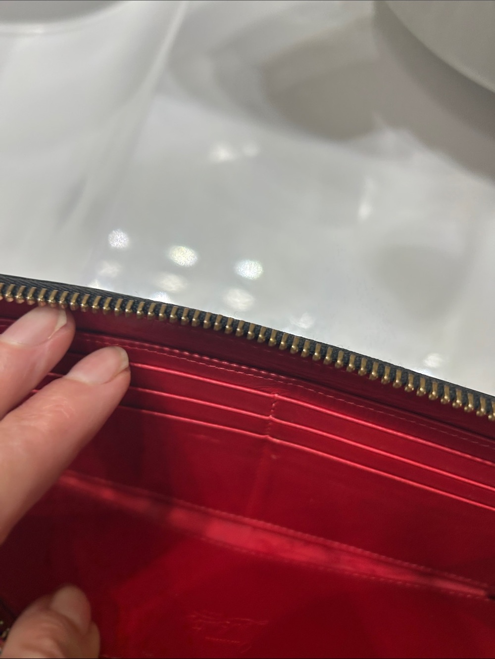 Christian Louboutin Black Leather Zip Around Wallet with Gold Studs Gorgeous - Picture 8 of 11